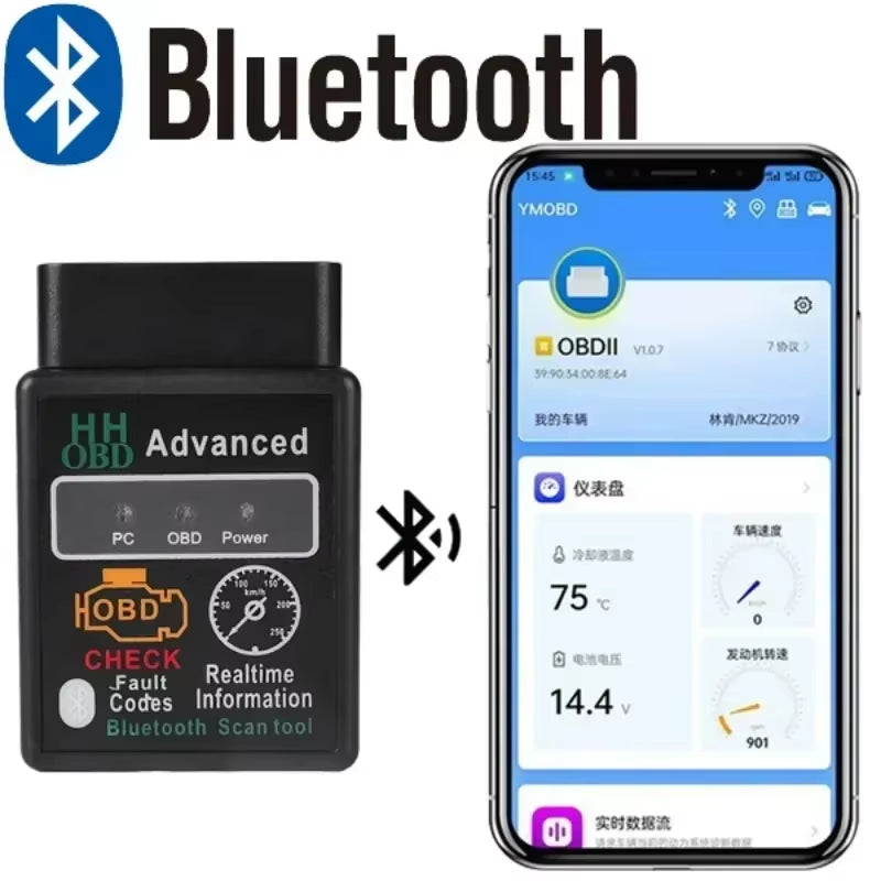 Bluetooth-Compatible Car OBD2 Scanner Elm327 V1.5 Code Reader OBDII Diagnostic Tool Diagnosis Scanner for Android IOS Windows