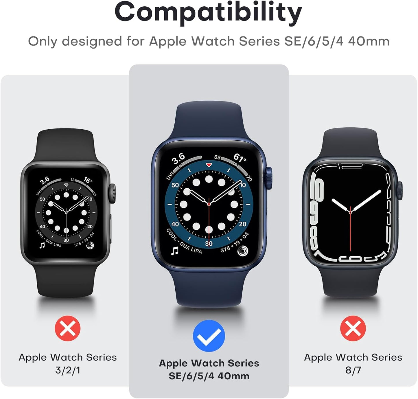 2 Pack Hard Case Designed for Apple Watch Se/Series 6/5/4 40Mm with 9H Tempered Glass Screen Protector, [Touch Sensitive] [Full Coverage] Slim Bumper Protective Cover, Blue