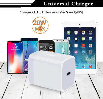 USB C Wall Charger,2Pack 20W USB C Block PD Fast Charger Type C Wall Adapter for Iphone 16 15 14 13 12 11 Pro Max,Se,8 7 6 Plus,Ipad,Samsung Galaxy S24 S23 S22 S21 Ultra S20 A14 A15 A33,Pixel 9 8 7 6