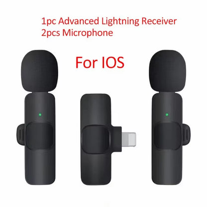 Wireless Lavalier Microphone Portable Audio Video Recording Mini Mic for Iphone Android Live Broadcast Gaming Phone Mic1